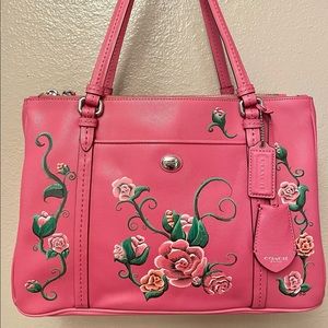 NWOT Coach Peyton Tote with Hand Painted Wild Roses